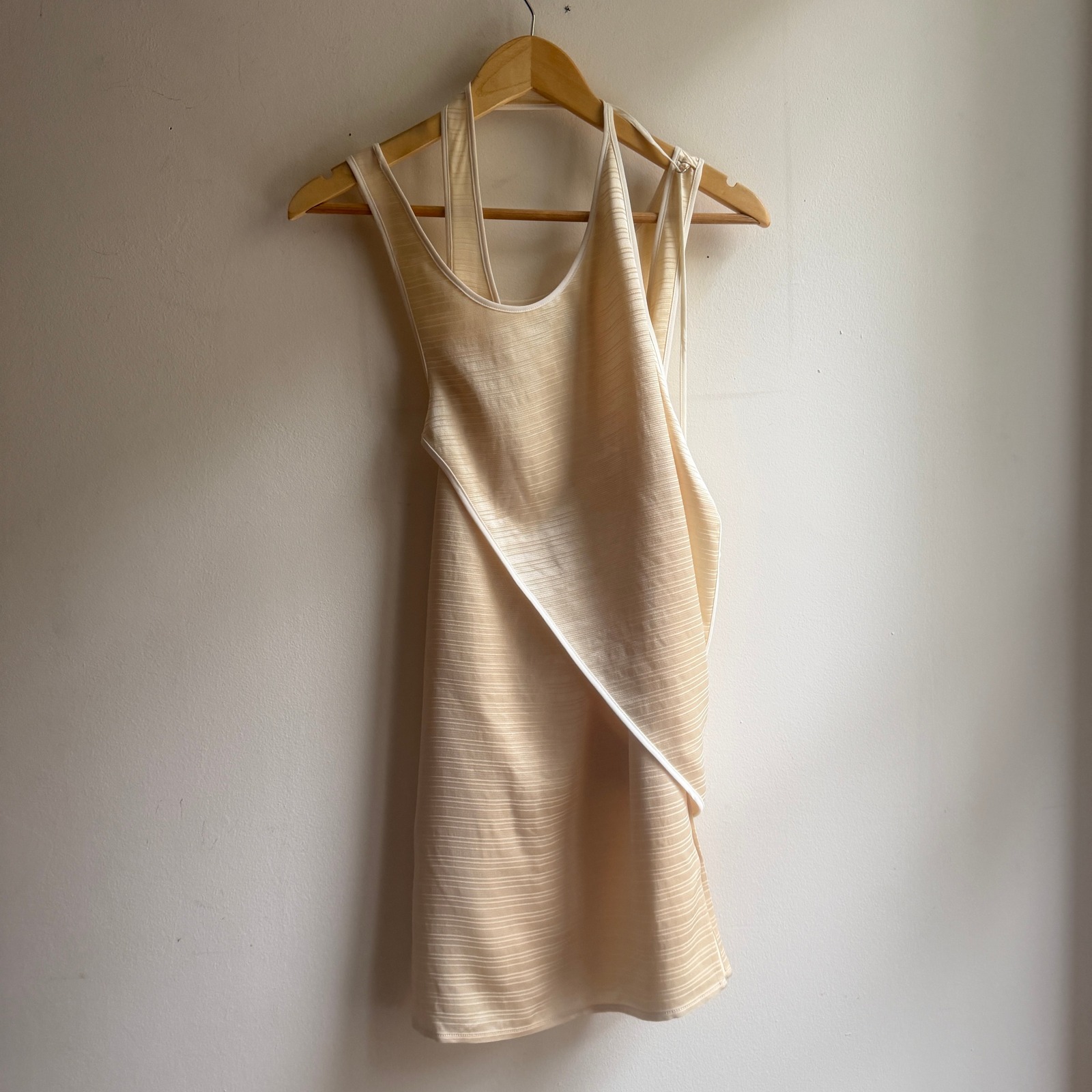 Han Wen Ribbed Satin Tie Dress Beige Avant Garde Womens 0